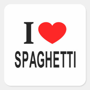 I ❤️ SPAGHETTI I LIEBE SPAGHETTI I HERZSPAGHETTI QUADRATISCHER AUFKLEBER