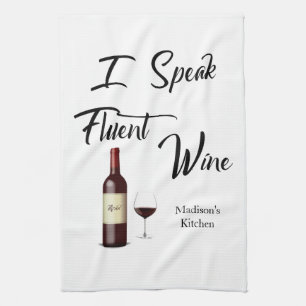 "I Speak Fluent Wine" Bar/ Geschirrtuch