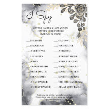 I Spy Black Rose Wedding Reception Game Card