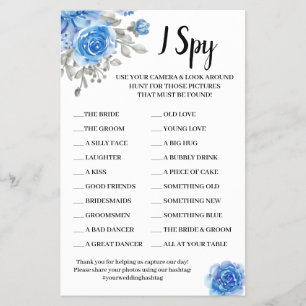 I Spy Blue Flowers Wedding Game Card Flyer