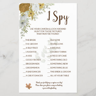 I Spy Boho Herbst Hochzeitsempfang Game Card Flye Flyer