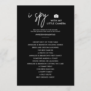 I Spy Foto Hunt Black Wedding Game Menükarte
