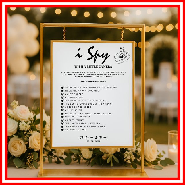 i Spy Foto Hunt Wedding Reception Scavenger Game Poster (Von Creator hochgeladen)