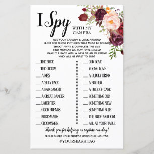 I Spy Marsala Blume Hochzeit Empfang Spiel