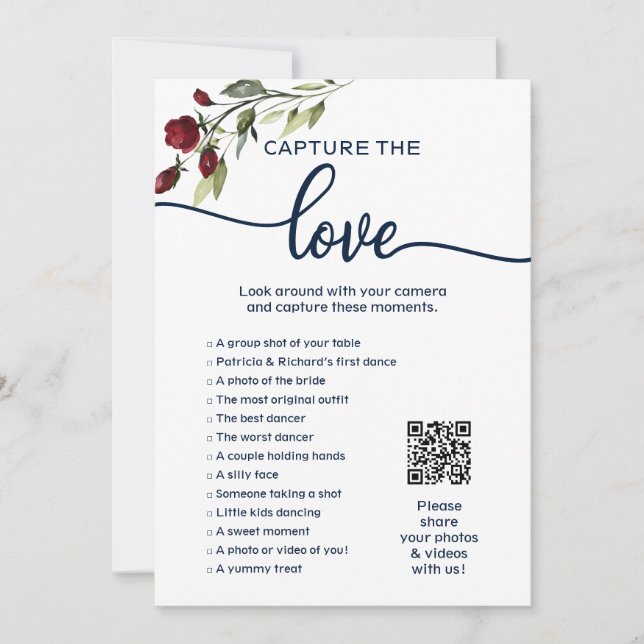 I Spy Wedding Game Capture die Liebe Foto Jagd QR Einladung (Vorderseite)