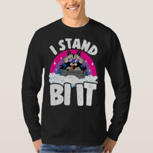 I Stand Bi it Raccoon Bisexuelle Flagge Regenbogen T-Shirt
