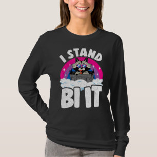 I Stand Bi it Raccoon Bisexuelle Flagge Regenbogen T-Shirt