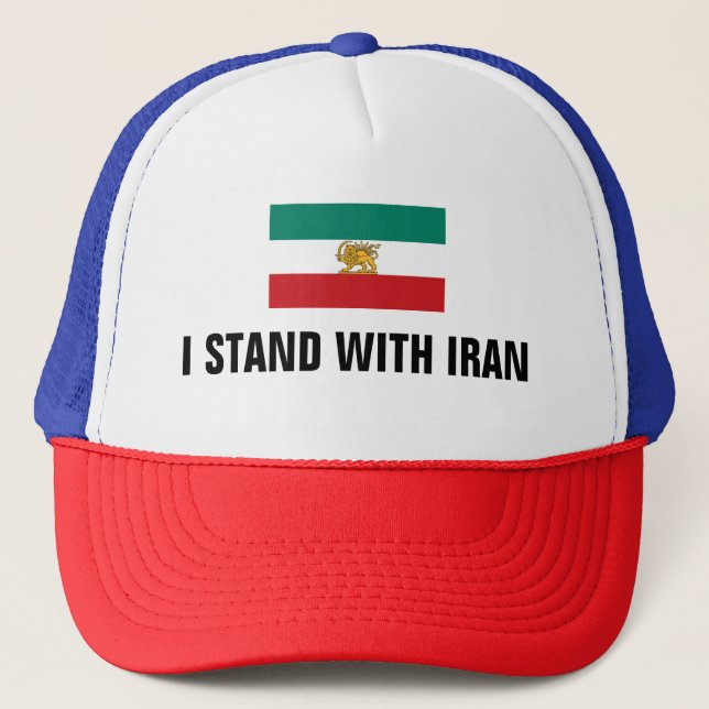 I Stand with Iran with Lion Sun Flag Truckerkappe (Vorderseite)