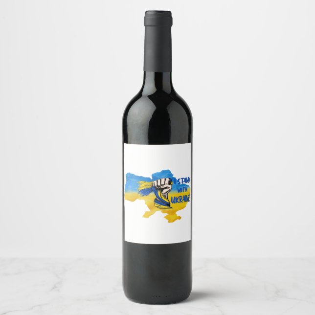 I stand with Ukraine slogan   Weinetikett (Vorderseite)
