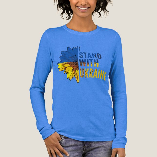 I stand with Ukraine. Sunflower symbol of Peace. Tri-Blend Shirt (Vorderseite)