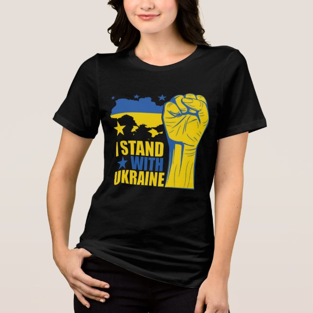 I stand with Ukraine. Support Ukraine. Tri-Blend S Tri-Blend Shirt (Vorderseite)