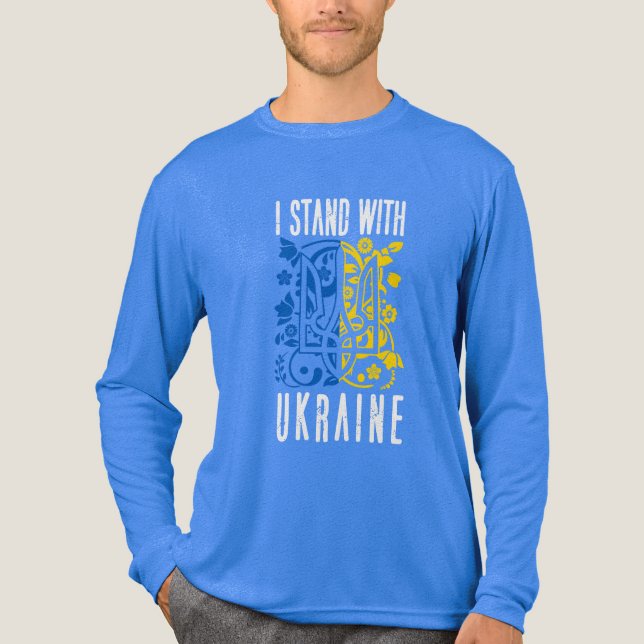 I stand with Ukraine. Trident of Ukraine.  Tri-Blend Shirt (Vorderseite)