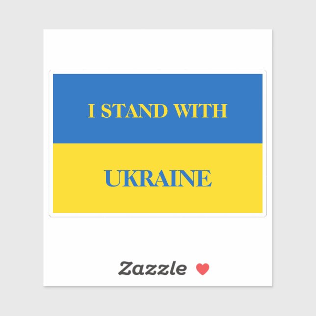 I stand with Ukraine. Ukrainian flag.  Aufkleber (Blatt)