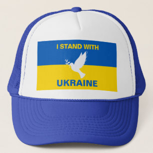 I Stand with Ukraine Ukrainian Flag Dove Peace Truckerkappe