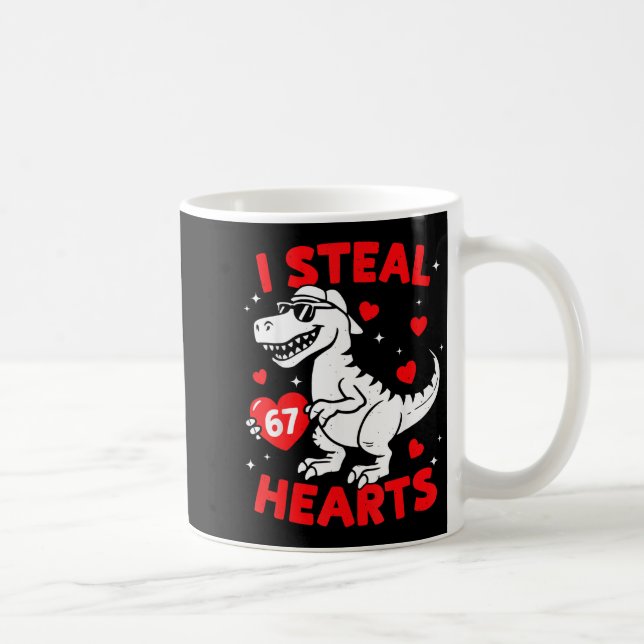 I Steal 67 Heart Dinosaur For Boys Girls Kids Vale Kaffeetasse (Rechts)