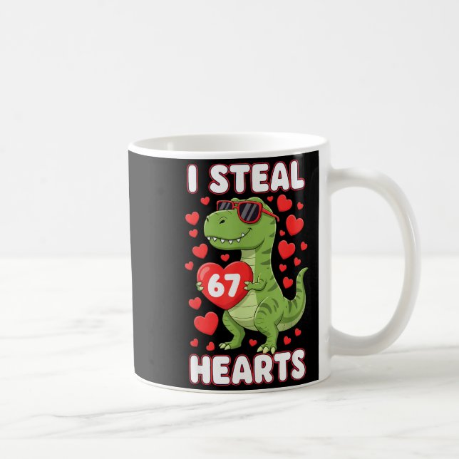 I Steal Hearts 67 Trex Kids Valentines Meme Six Se Kaffeetasse (Rechts)