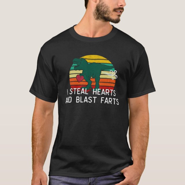 I steal hearts and blast farts dinosaur rex Valent T-Shirt (Vorderseite)