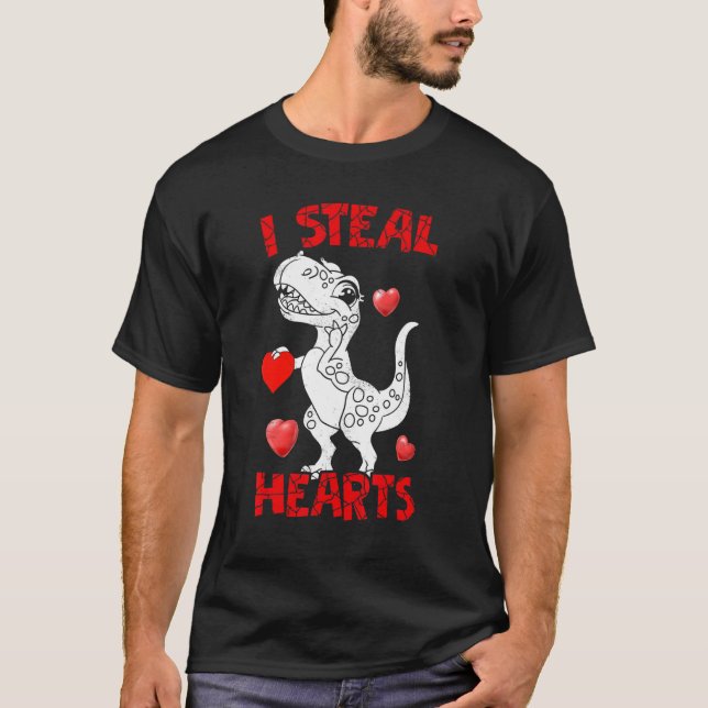 I Steal Hearts Cute Valentine's Day Dino  Rex 1 T-Shirt (Vorderseite)