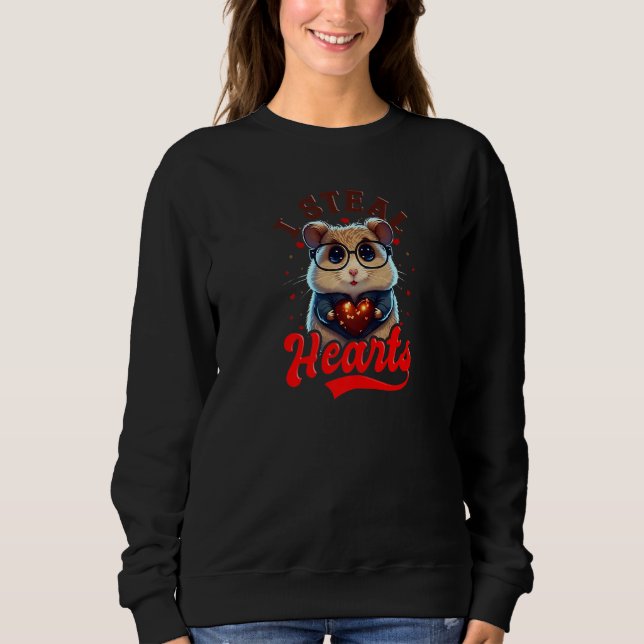 I Steal Hearts Design Hamster Valentines Day Premi Sweatshirt (Vorderseite)