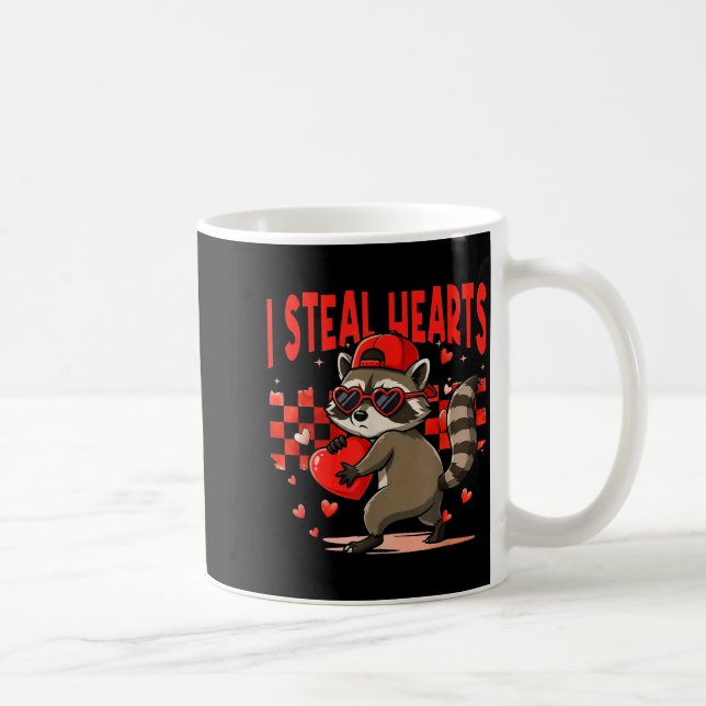I Steal Hearts Design Raccoon Valentine Day Retro  Kaffeetasse (Rechts)