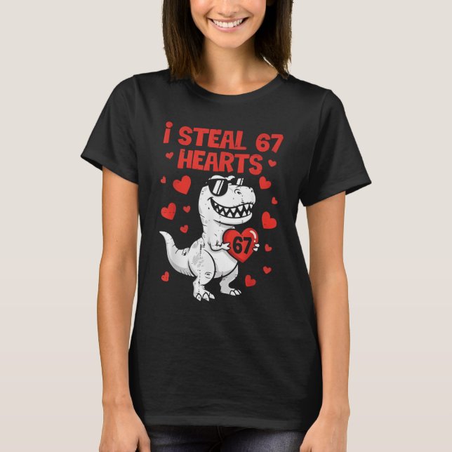 I Steal Hearts Dino Boys Dinosaur Valentines 67 To T-Shirt (Vorderseite)