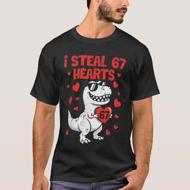I Steal Hearts Dino Boys Dinosaur Valentines 67 To T-Shirt (Vorderseite)
