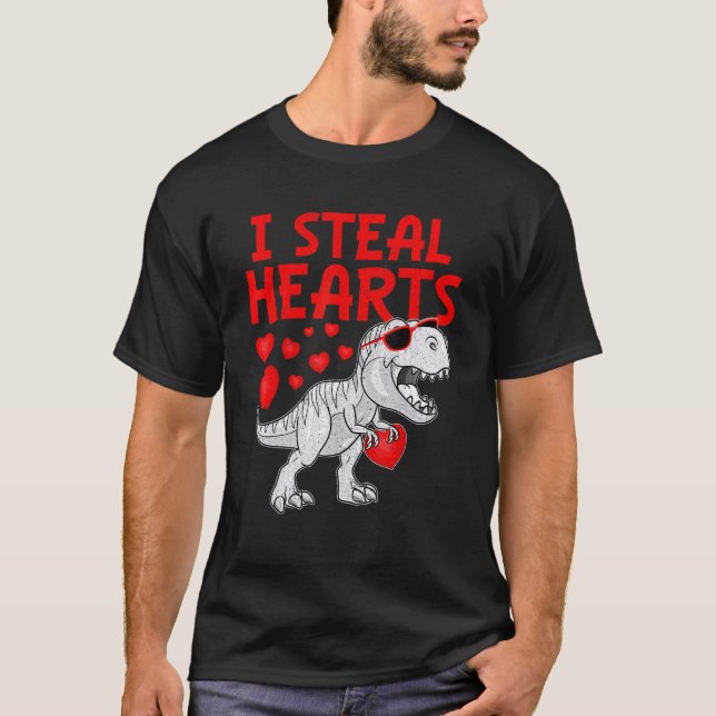 I Steal Hearts Dinosaur T Rex Cute Baby Boys Valen T-Shirt (Vorderseite)