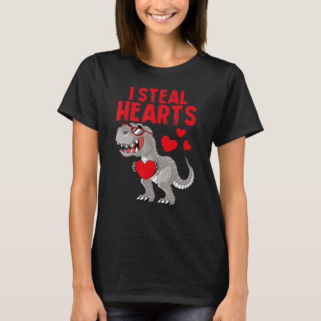 I Steal Hearts Dinosaur Valentines Day For Toddler T-Shirt (Vorderseite)
