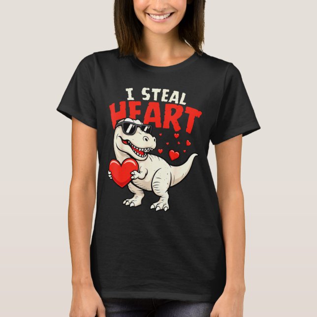 I Steal Hearts Dinosaur Valentines For Boys Girls  T-Shirt (Vorderseite)