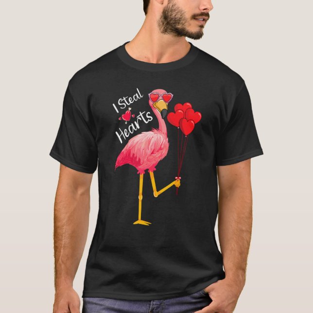 I Steal Hearts   Flamingo  Valentine's Day Quotes T-Shirt (Vorderseite)
