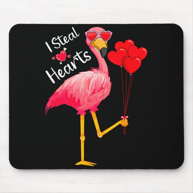 I Steal Hearts Funny Flamingo Lover Valentine's Da Mousepad (Vorne)