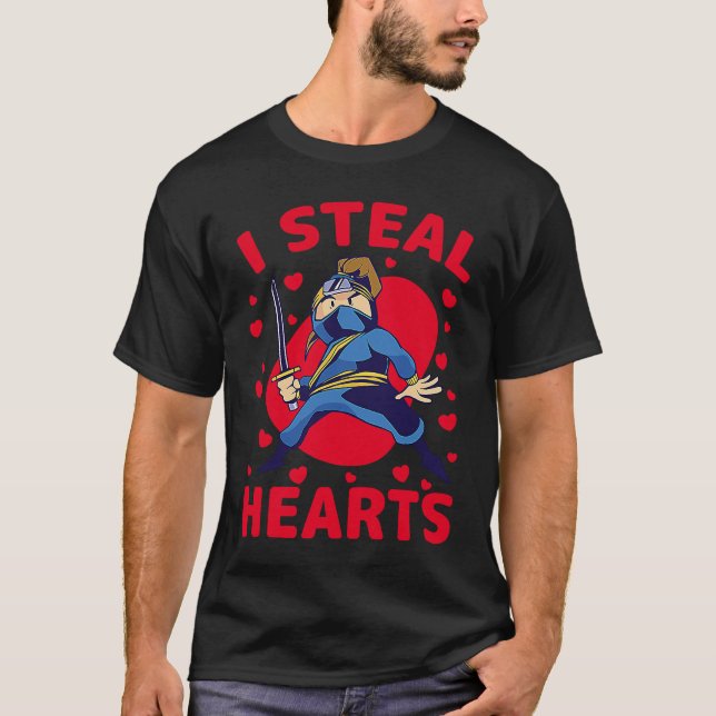 I Steal Hearts Ninja Boys Valentines Day Toddler   T-Shirt (Vorderseite)