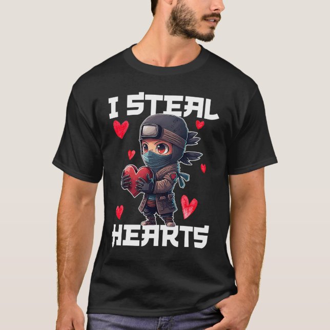 I Steal Hearts Ninja Boys Valentines Day Toddler   T-Shirt (Vorderseite)