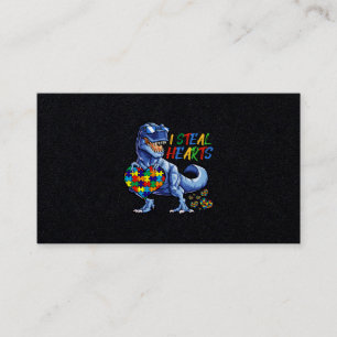 I Steal Hearts Puzzle Autism Awareness Dinosaurs Visitenkarte