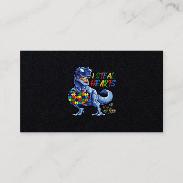 I Steal Hearts Puzzle Autism Awareness Dinosaurs Visitenkarte (Vorderseite)
