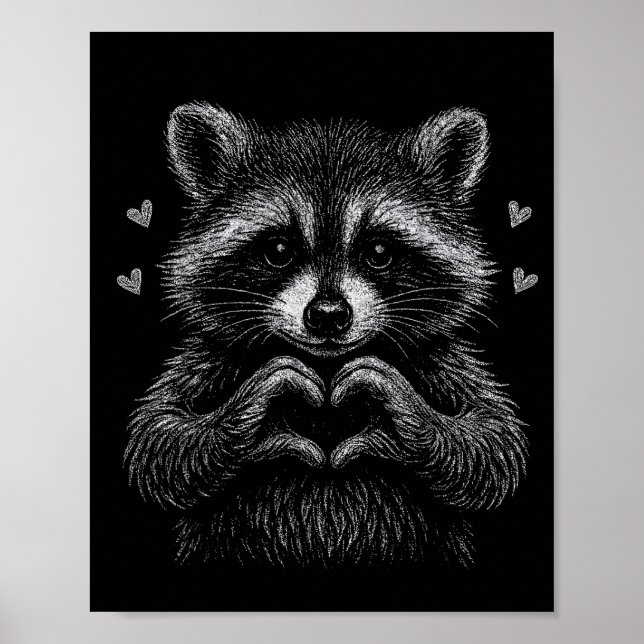 I Steal Hearts Raccoon Valentines Racoon Meme Grap Poster (Vorne)