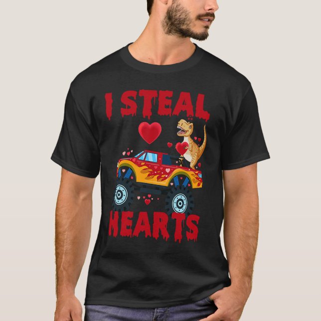 I Steal Hearts T Rex Dinosaur Valentines Day For B T-Shirt (Vorderseite)