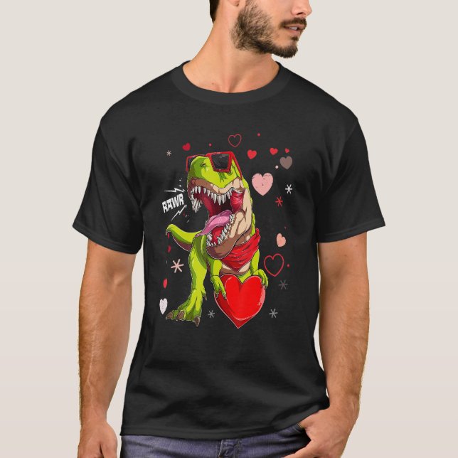 I Steal Hearts T rex Dinosaur Valentines Day Men K T-Shirt (Vorderseite)