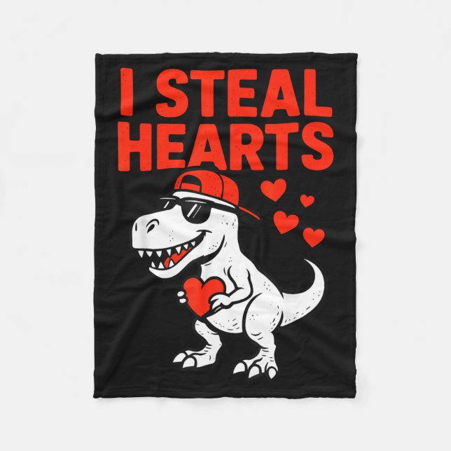 I Steal Hearts Trex Dino Baby Boy Valentines Toddl Fleecedecke (Vorderseite)