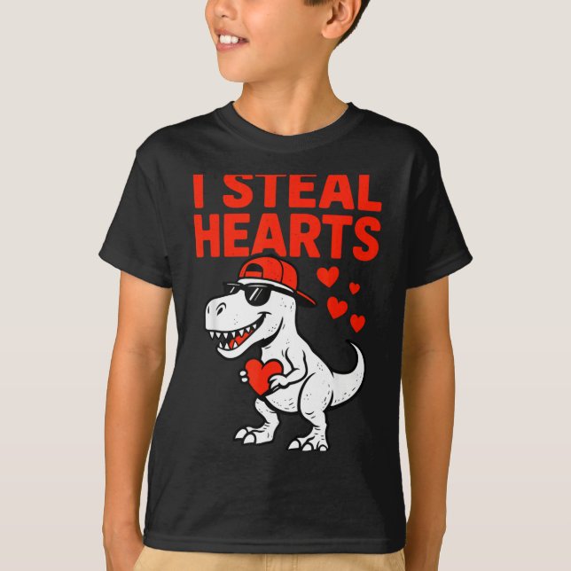 I Steal Hearts Trex Dino Baby Boy Valentines Toddl T-Shirt (Vorderseite)