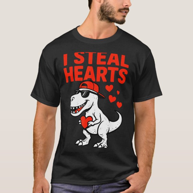 I Steal Hearts Trex Dino Baby Boy Valentines Toddl T-Shirt (Vorderseite)