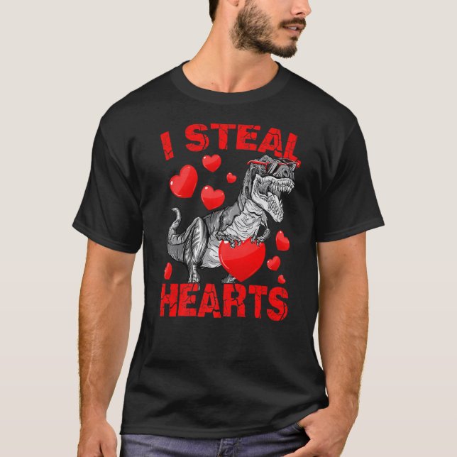 I Steal Hearts Trex Dino Cute Baby Boy Valentines  T-Shirt (Vorderseite)