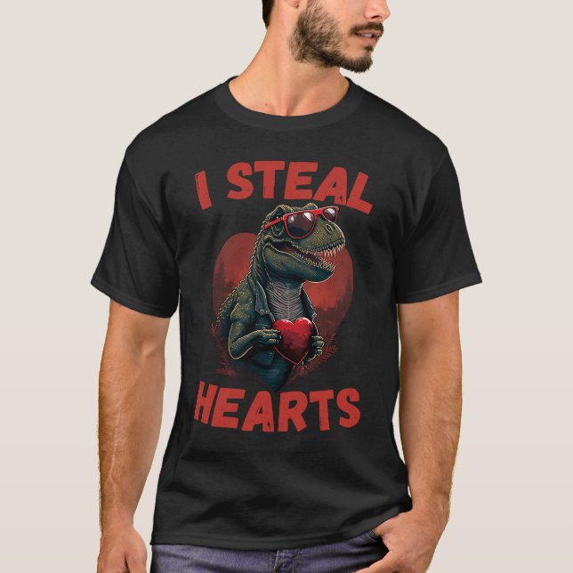 I Steal Hearts Trex lovely Cute Baby Valentines Da T-Shirt (Vorderseite)