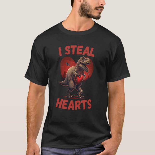 I Steal Hearts Trex lovely Cute Baby Valentines Da T-Shirt (Vorderseite)