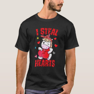 I Stearts Hearts T Valentinstag Unicorn Boys Kind T-Shirt