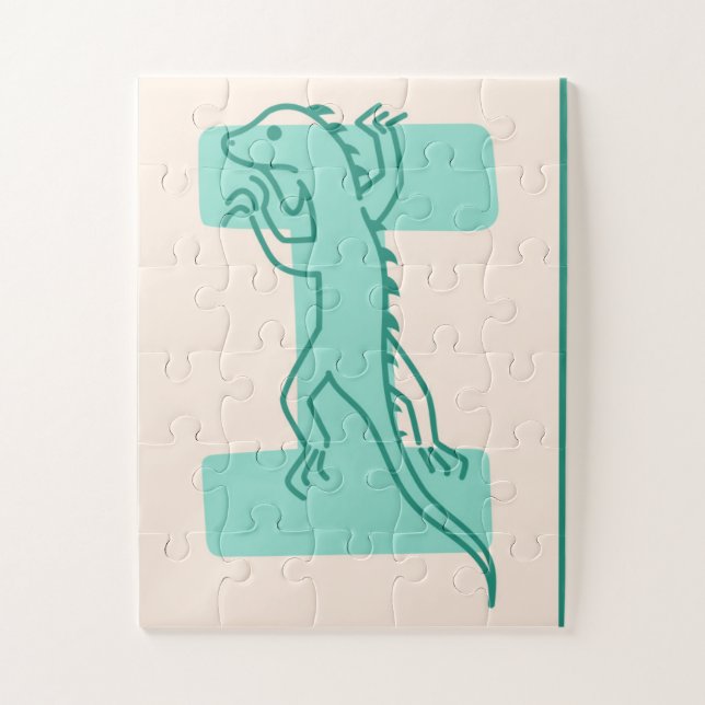 "I steht für Iguana" Alphabet Poster Puzzle (Vertikal)