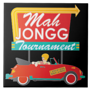 I stop for Mah Jongg Retro Sign Fliese