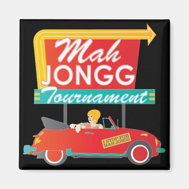 I stop for Mah Jongg Retro Sign Magnet (Vorne)