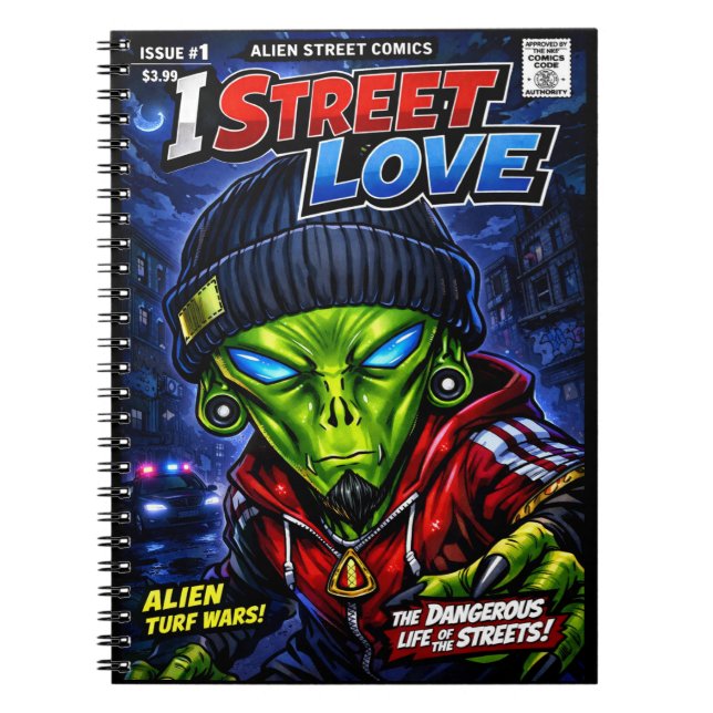 I Street Love – Urban Alien Comic Cover Art Notizblock (Vorderseite)