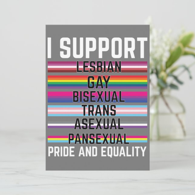 I Support Lesbian Gay Bisexual Trans Asexual Panse Einladung (Stehend Vorderseite)